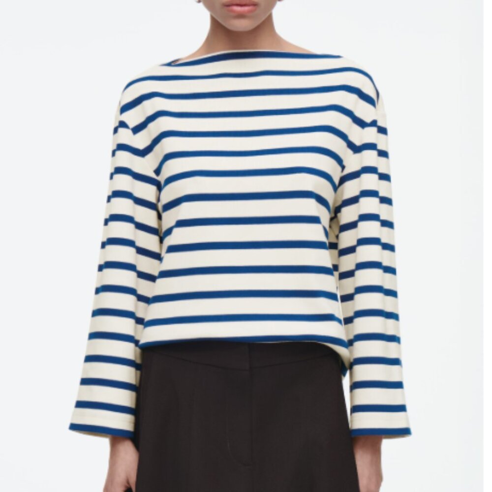 COS STRIPED BOAT-NECK TOP